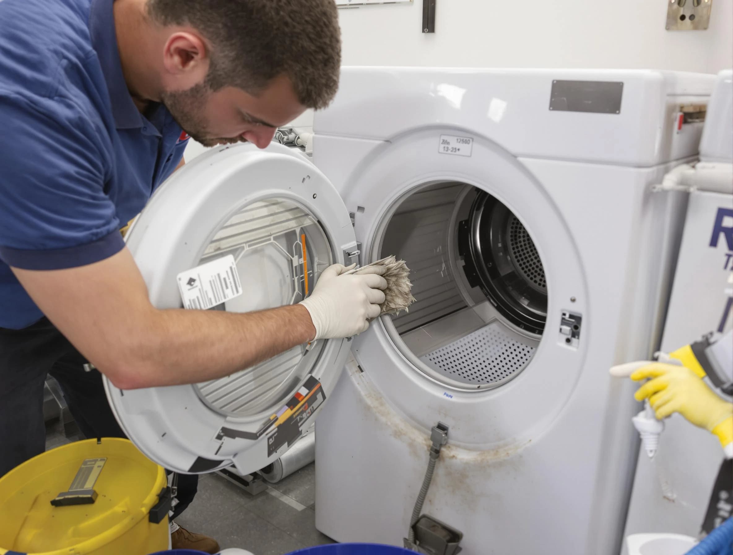 Anaheim Dryer Vent Cleaning specialist performing detailed lint trap cleaning service in Anaheim
