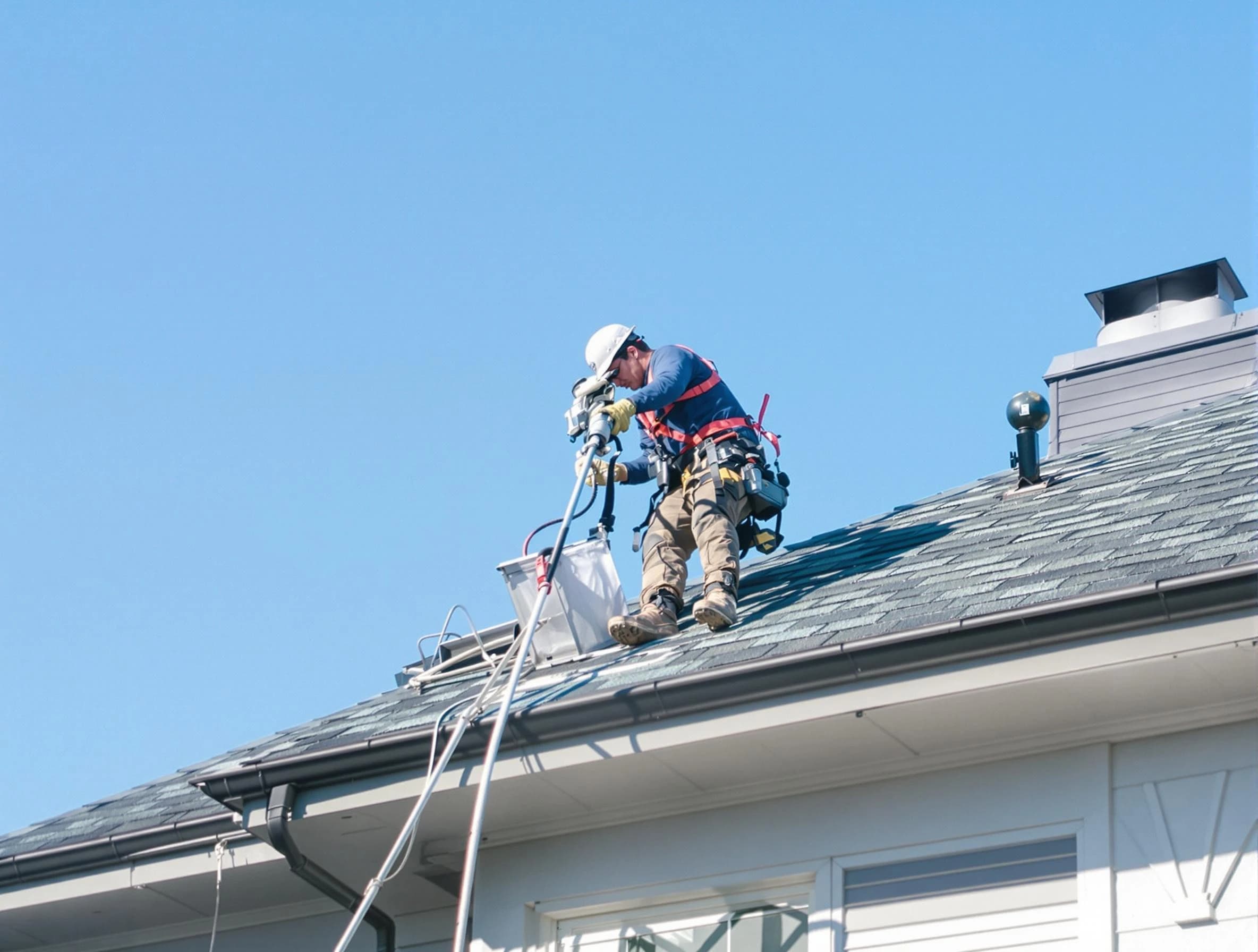 Anaheim Dryer Vent Cleaning certified technician cleaning a roof-mounted dryer vent system in Anaheim