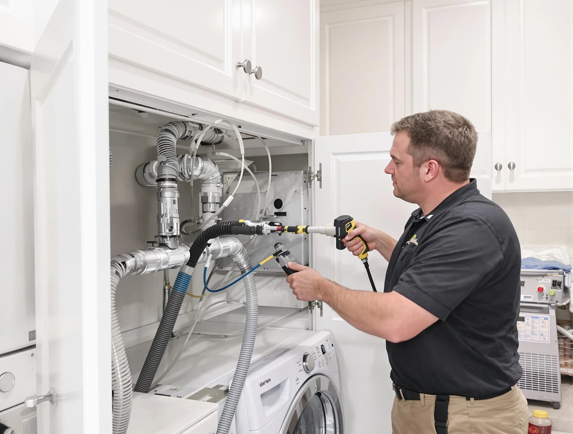 Anaheim Dryer Vent Cleaning professional removing severe blockage from a clogged dryer vent in Anaheim