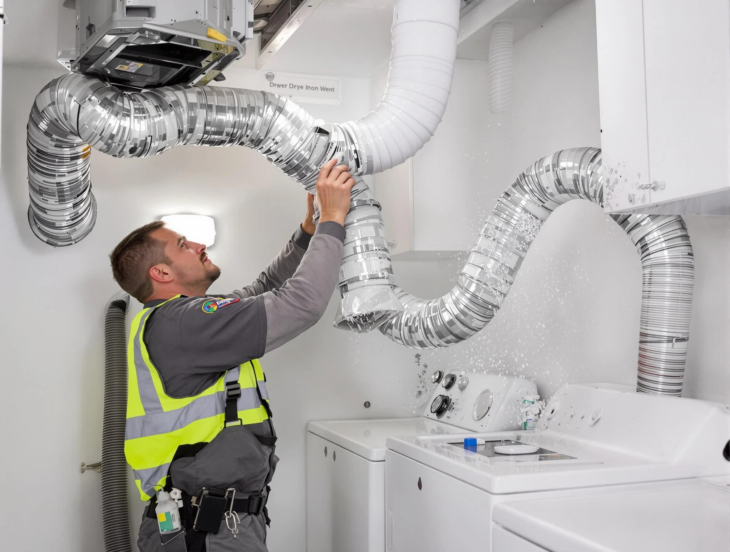 Anaheim Dryer Vent Cleaning technician performing detailed dryer exhaust vent cleaning at a home in Anaheim