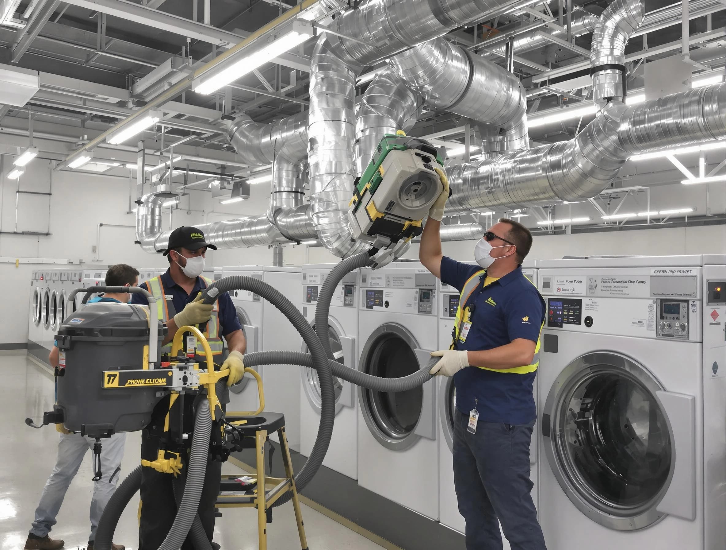 Anaheim Dryer Vent Cleaning team cleaning large-scale industrial dryer vent systems at a facility in Anaheim