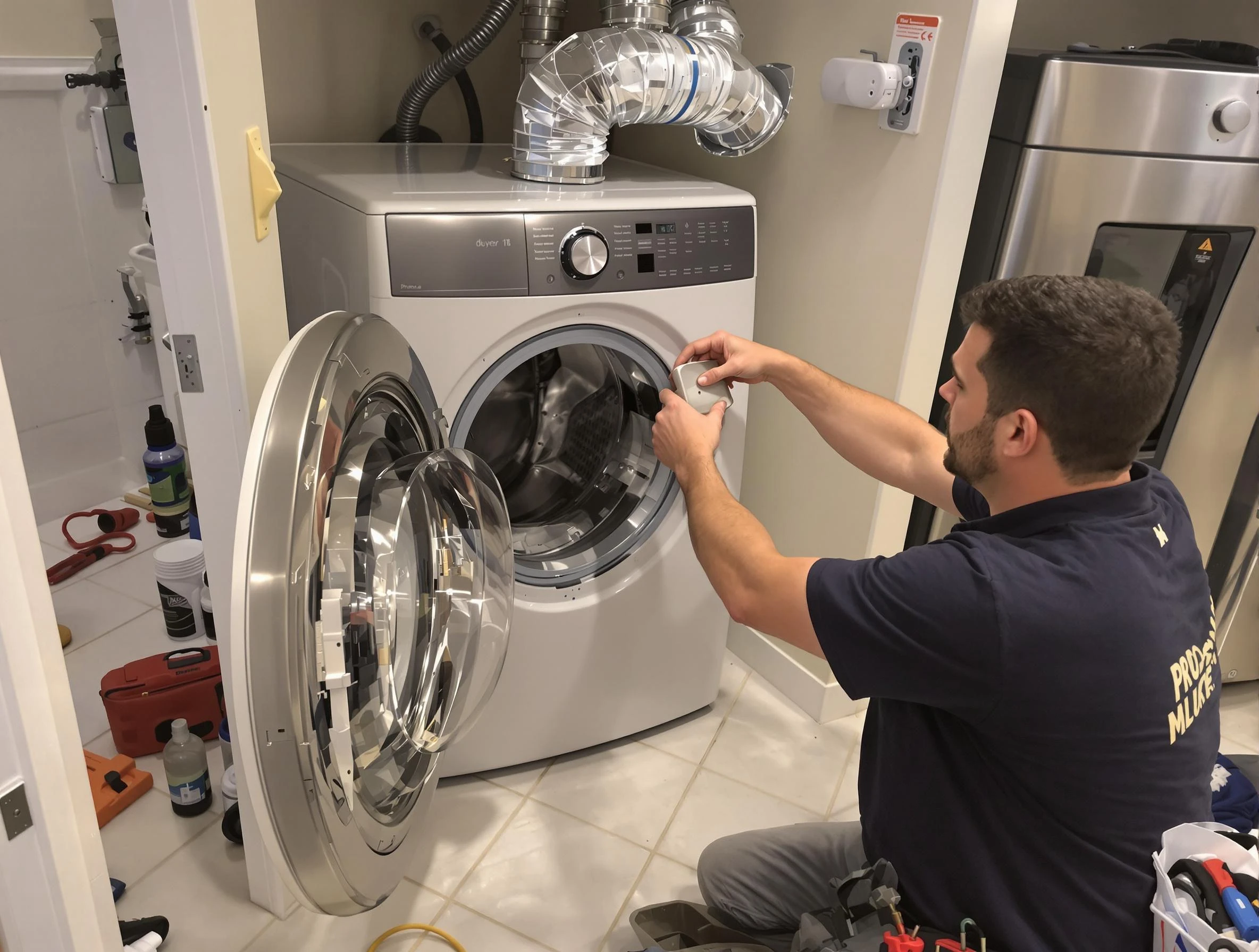 Anaheim Dryer Vent Cleaning technician performing precise dryer vent hose installation in Anaheim