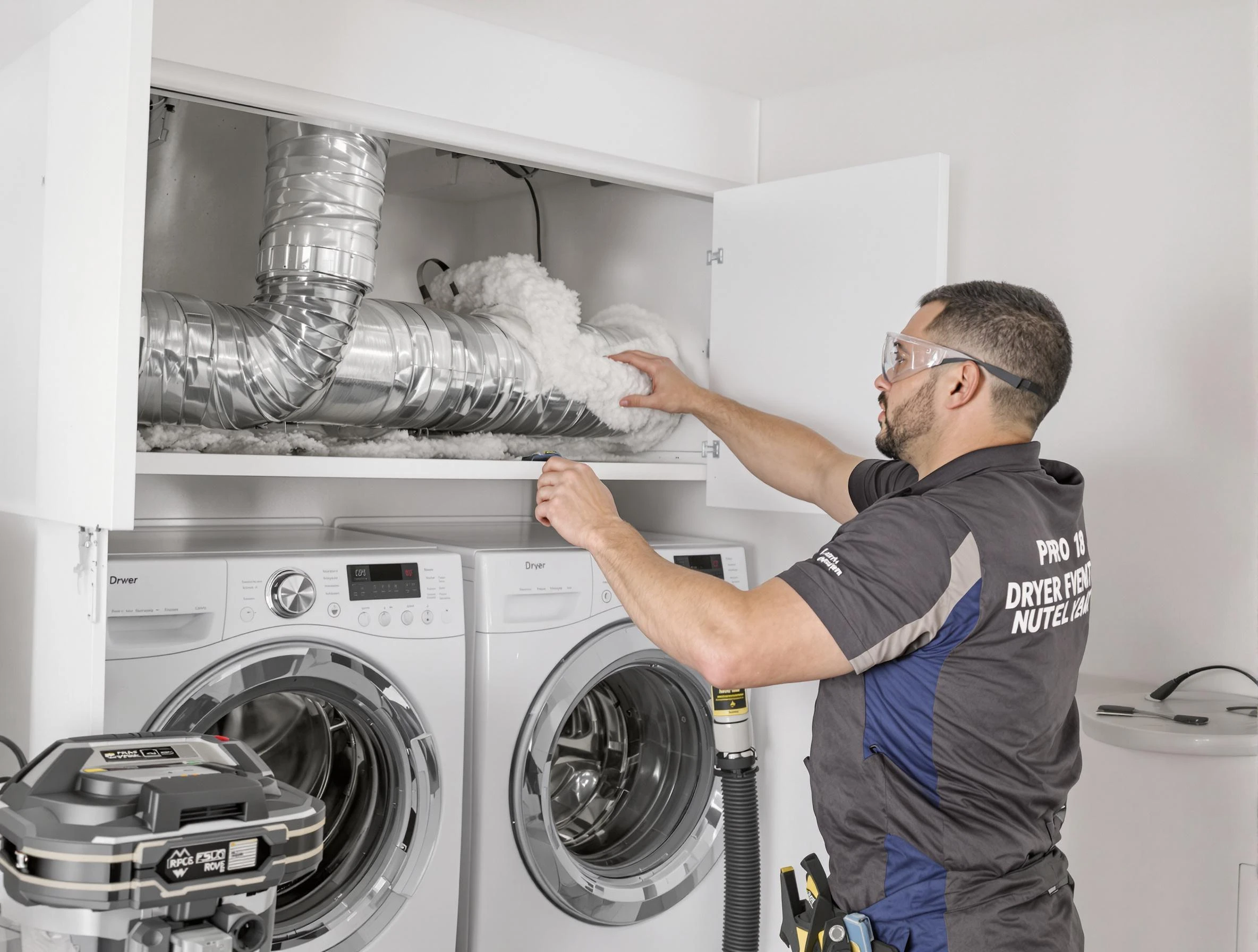 Anaheim Dryer Vent Cleaning certified technician performing specialized gas dryer vent cleaning in Anaheim
